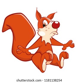 Vector Illustration of a Cute Squirrel. Cartoon Character