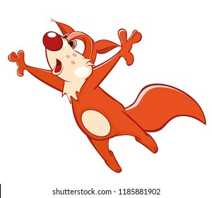Vector Illustration of a Cute Squirrel. Cartoon Character