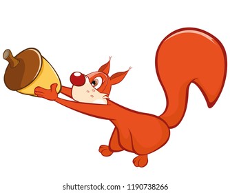 Vector Illustration of a Cute Squirrel. Cartoon Character