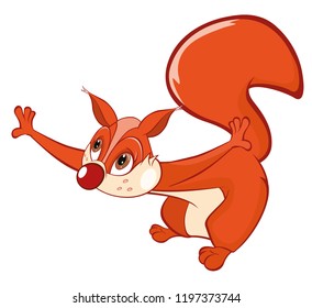 Vector Illustration of a Cute Squirrel. Cartoon Character