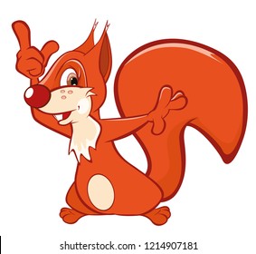 Vector Illustration of a Cute Squirrel. Cartoon Character
