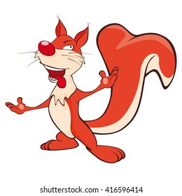 Vector Illustration of a Cute Squirrel. Cartoon Character
