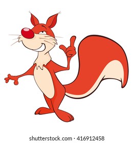 Vector Illustration of a Cute Squirrel. Cartoon Character