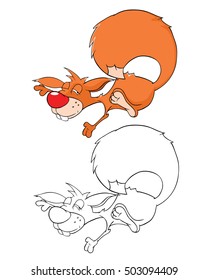 Vector Illustration of a Cute Squirrel. Cartoon Character