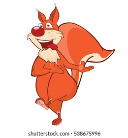 Vector Illustration of a Cute Squirrel. Cartoon Character