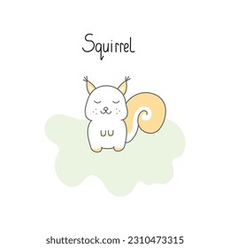 Vector illustration of a cute squirrel in doodle style. Isolated on white background