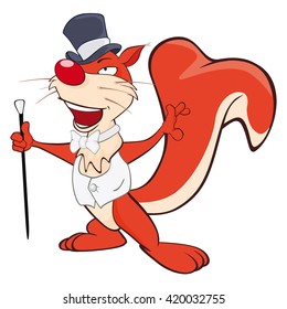 Vector Illustration of a Cute Squirrel Gentleman. Cartoon Character