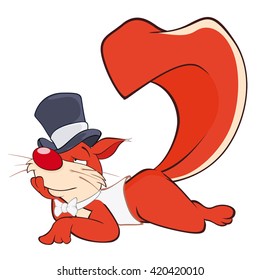 Vector Illustration of a Cute Squirrel Gentleman. Cartoon Character