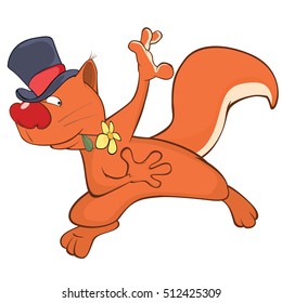 Vector Illustration of a Cute Squirrel Gentleman. Cartoon Character