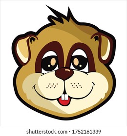 vector illustration of cute squirrel head cartoon, isolated white background.