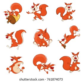 Vector Illustration of Cute Squirrels Cartoon Character