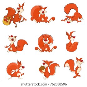 Vector Illustration of Cute Squirrels Cartoon Character