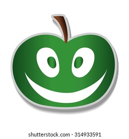 Vector illustration with cute sticker with apple