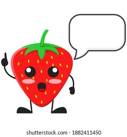 vector illustration of cute strawberry fruit with blank ballon word. cute strawberry fruit Concept White Isolated. Flat Cartoon Style Suitable for Landing Page, Banner, Flyer, Sticker.