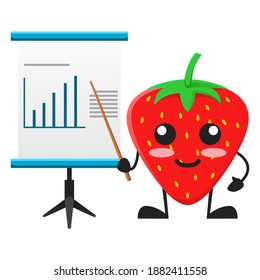 vector illustration of cute strawberry fruit business or character presentation. cute strawberry fruit Concept White Isolated. Flat Cartoon Style Suitable for Landing Page, Banner, Flyer, Sticker.