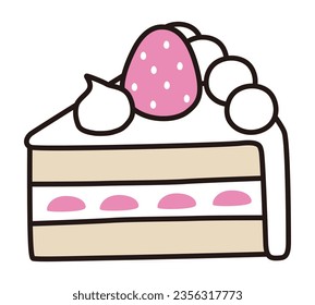 Vector illustration of cute strawberry shortcake icon