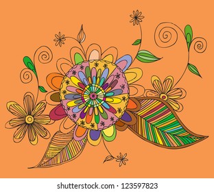 Vector illustration, cute stripped flower, card concept.