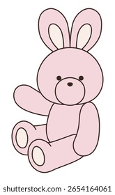 Vector illustration of a cute stuffed rabbit. Icon, sitting