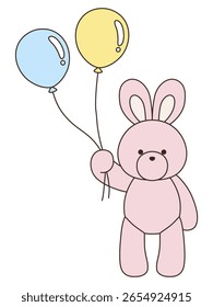 Vector illustration of a cute stuffed rabbit. Bunny, icon, balloon