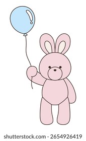 Vector illustration of a cute stuffed rabbit. Bunny, icon, balloon
