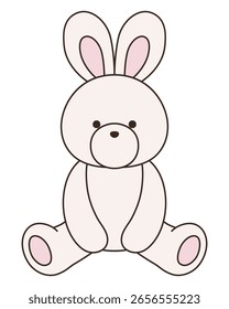 Vector illustration of a cute stuffed rabbit. Icon, sitting