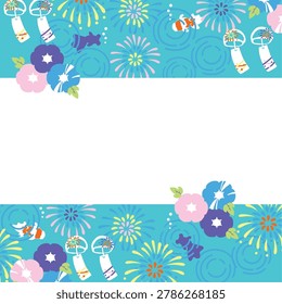 Vector illustration of cute summer scene pattern.