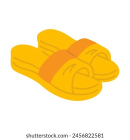 Vector illustration of cute summer slippers for digital stamp,greeting card,sticker,icon,design