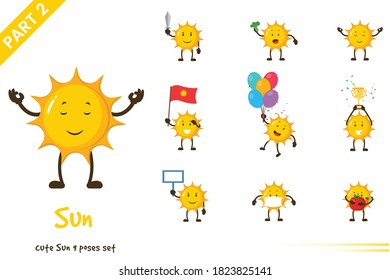 Ilustración vectorial de las preciosas poses de sol. Aislado sobre fondo blanco.