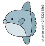 Vector illustration of cute sunfish. Icon, sea, aquarium, fish