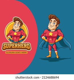 Vector illustration of Cute superhero cartoon design template	