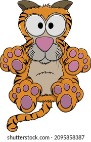Vector illustration of a cute surprised tiger cub