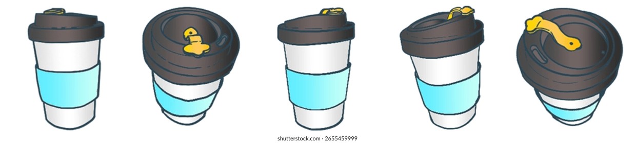 Vector Illustration of Cute Takeaway Coffee Cup with Lid in Soft Minimal Style for Daily Life Design