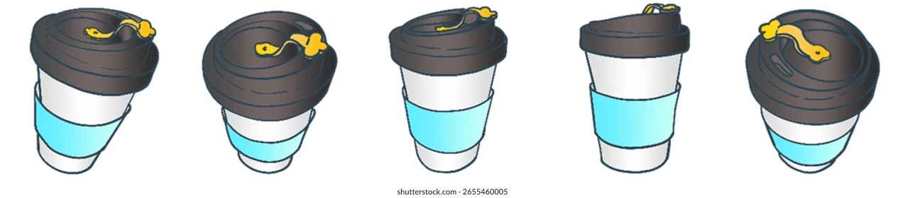 Vektorgrafik von niedlichen Take-away Kaffeetasse mit Deckel in Soft Minimal Style für das tägliche Leben Design