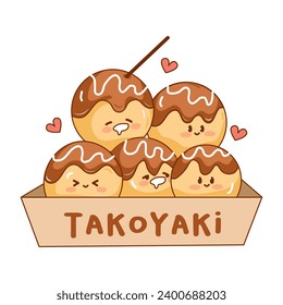 ilustración vectorial de la comida takoyaki linda