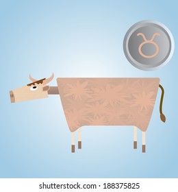 Vector illustration of cute Taurus zodiac horoscope astrology hipster