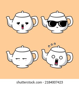 Vector Illustration Of Cute Teapot Emoji