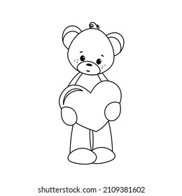 Vector illustration of a cute teddy bear. Gift toy for Valentines day, birthday, Christmas, holiday. Doodle.