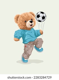 Vector illustration of cute teddy bear juggling with ball