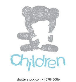 Vector illustration of cute teddy bear holding teddy little bear.