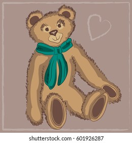 Vector illustration of cute Teddy Bear on a brown background