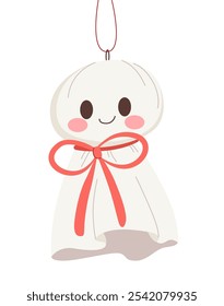 Vector illustration of cute teru teru bozu. Japanese custom of making dolls for having good weather