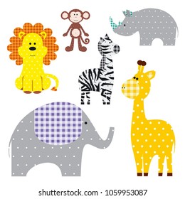 Vector illustration of a cute textile animals