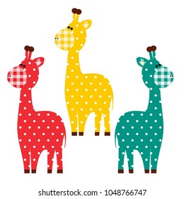 Vector illustration of a cute textile giraffe