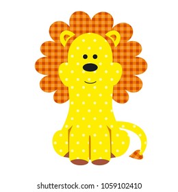 Vector illustration of a cute textile lion