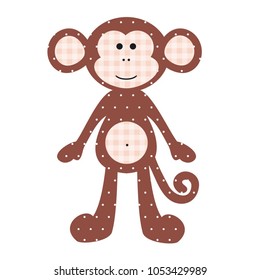 Vector illustration of a cute textile monkey