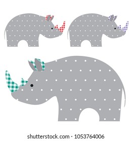 Vector illustration of a cute textile rhinoceroses