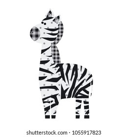 Vector illustration of a cute textile zebra