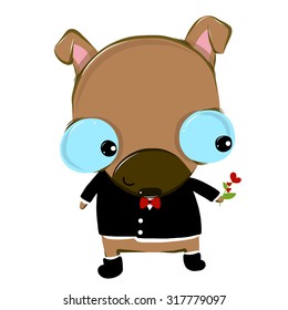 vector illustration of cute thai-dog-smart cartoon  drawing style
