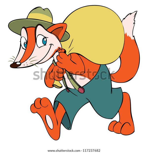 Vector Illustration Cute Thief Fox Cartoon Stock Vector (Royalty Free