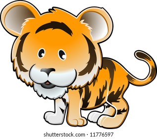 A vector illustration of a cute tiger